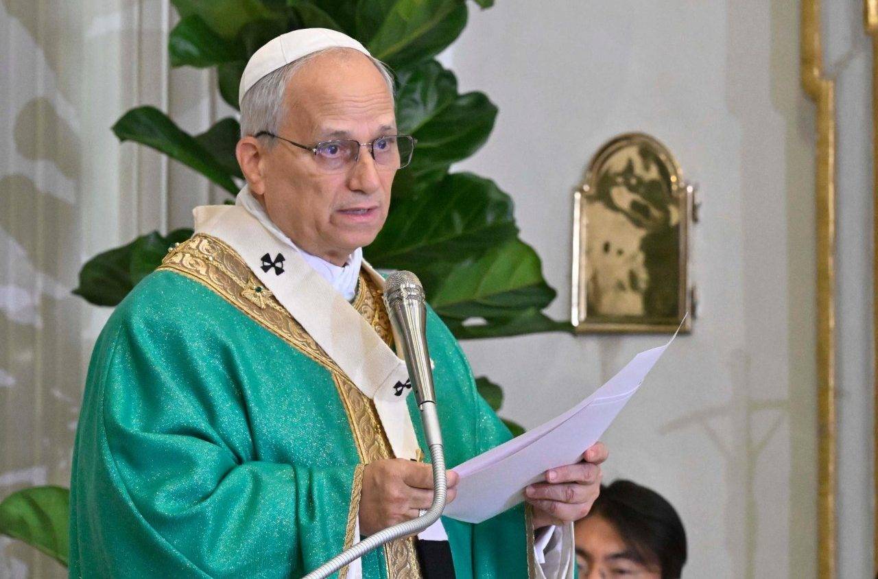 Pope Leo XIV celebrates Mass at the Parish of St. Thomas of Villanova in Castel Gandolfo on May 13, 2025. (Credit: Vatican Media.)