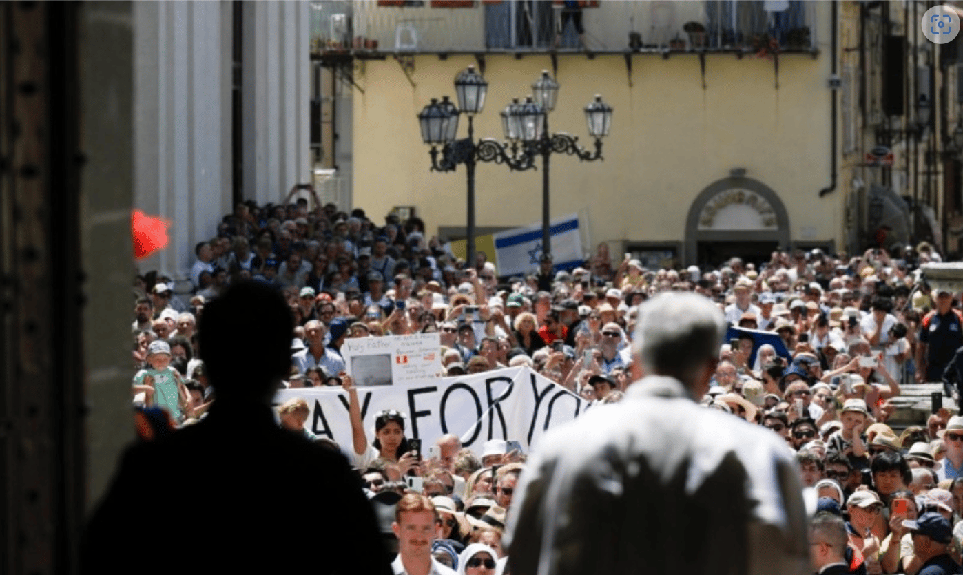 Pope Leo XIV recites the Angelus in Castel Gandolfo on July 20, 2025. (Credit: Vatican Media.)
