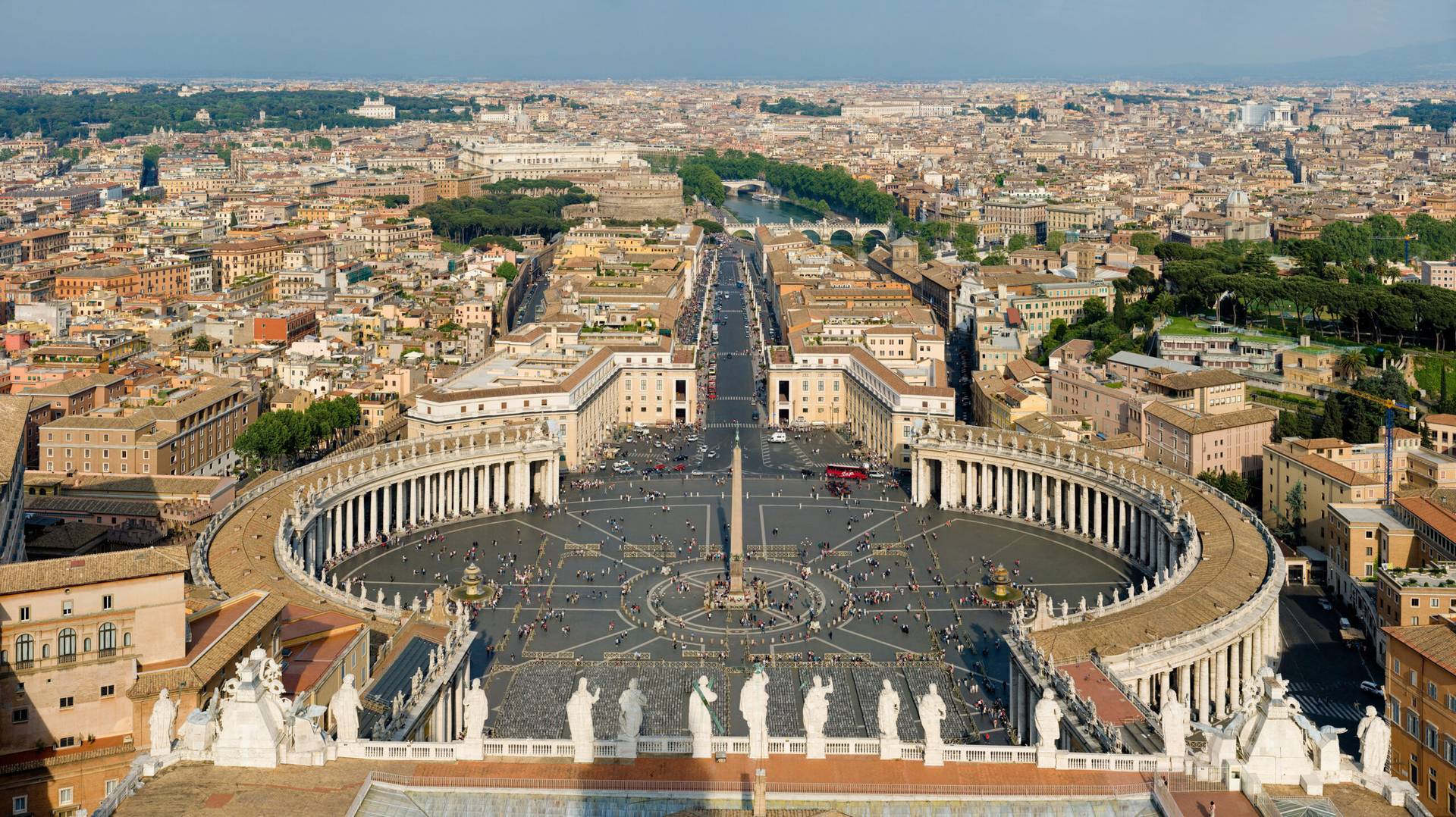 St. Peter's Square as seen from St. Peter's Basilica in the Vatican. (Credit: Wikimedia.)