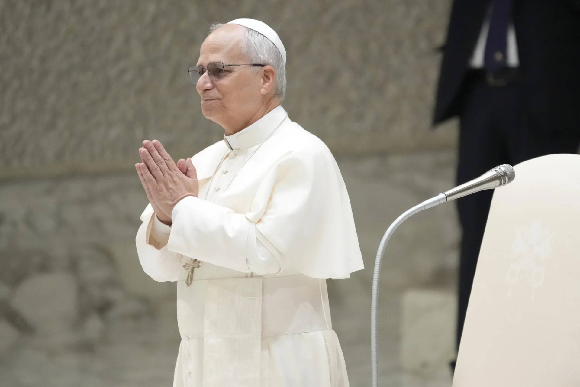 Pope Leo XIV at his General Audience at the Vatican on Aug. 20, 2025. (Credit: Gregorio Borgia/AP.)