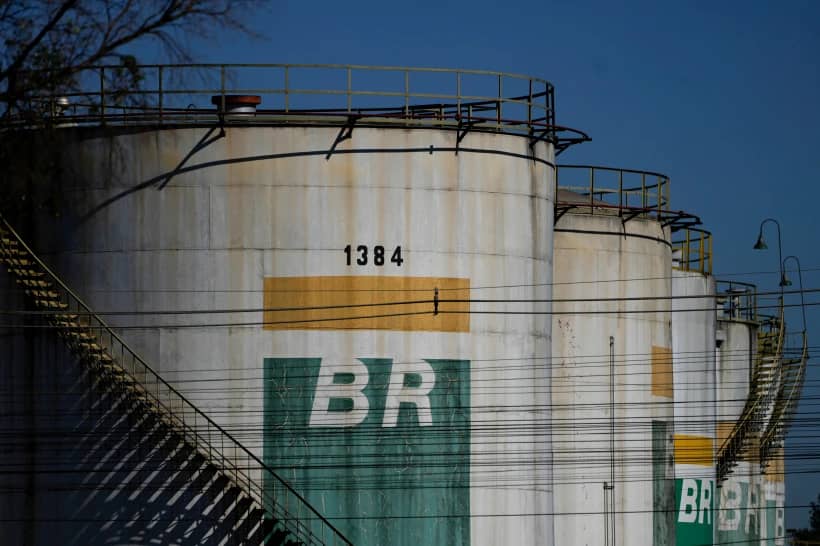 Fuel reservoirs sit at a distribution center for state-run oil company Petrobras, in Brasilia, Brazil, May 15, 2024. (Credit: Eraldo Peres/AP.)