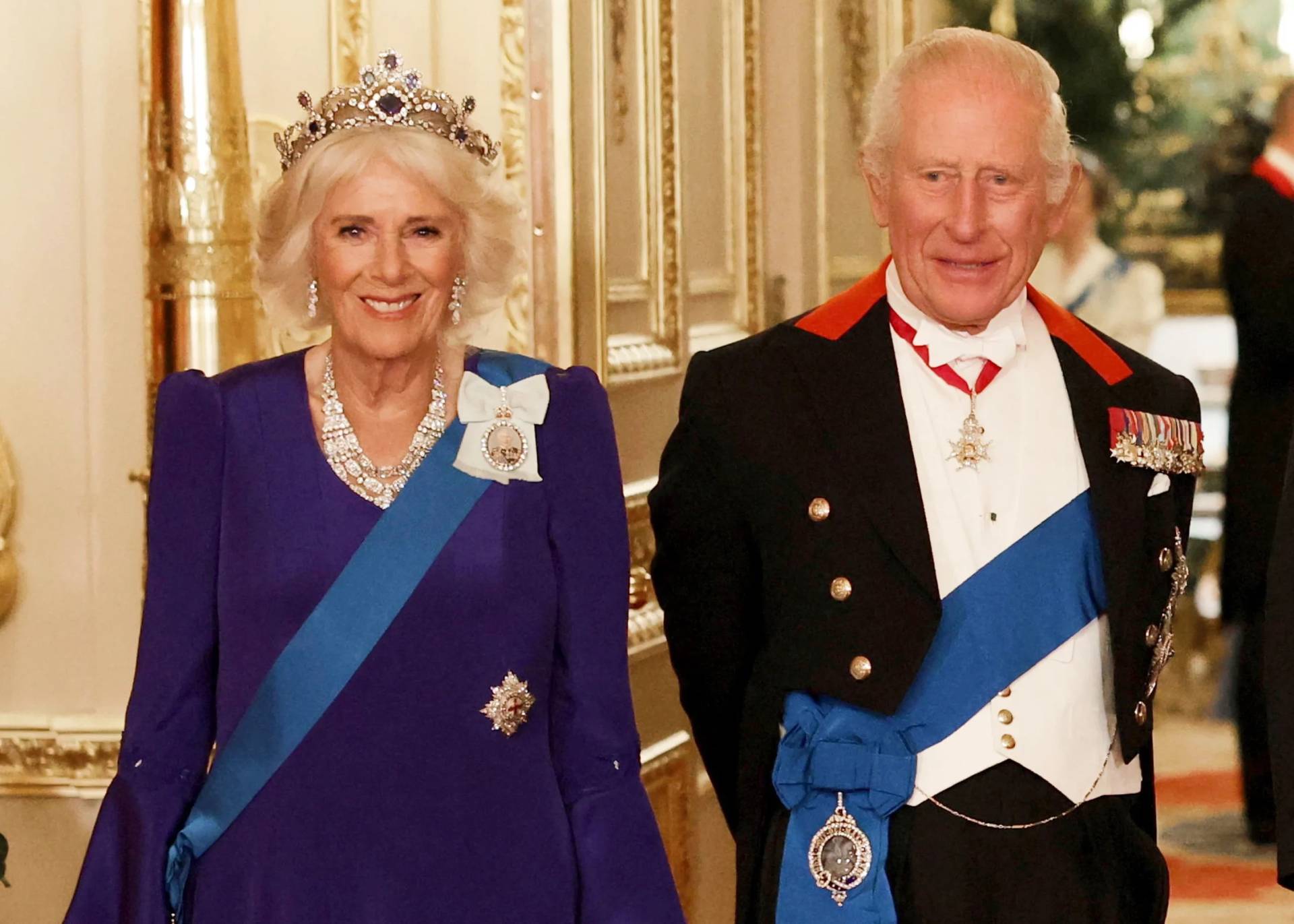 Britain's Queen Camilla and King Charles III at Windsor Castle in Windsor, England, on Sep. 17, 2025. (Credit: Phil Noble/Pool Photo via AP.)