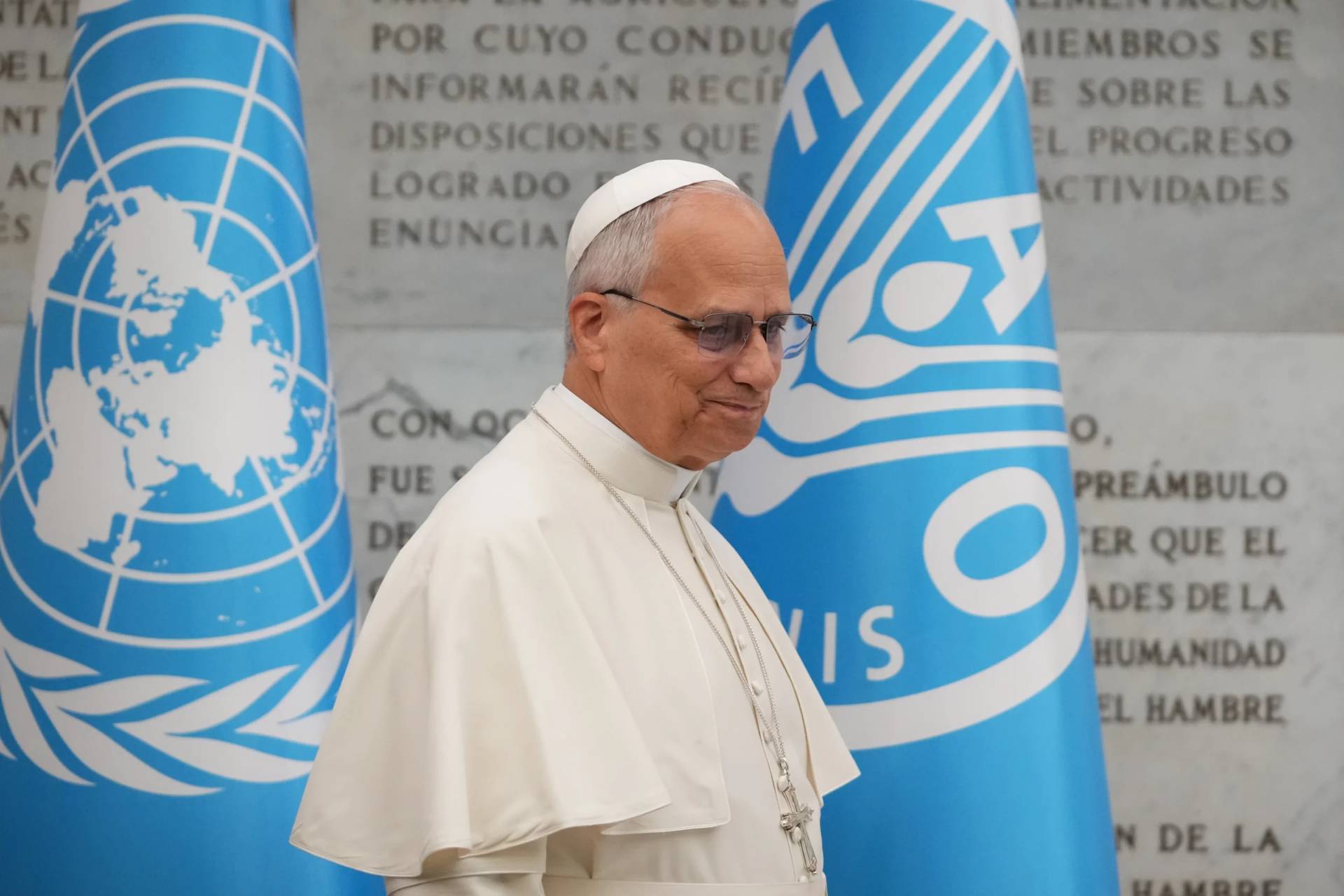Pope Leo XIV leaves the Global World Food Day Ceremony in Rome, Italy, on Oct. 16, 2025. (Credit: Alessandra Tarantino/AP.)