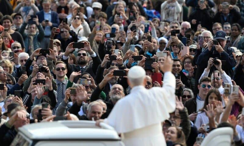 Pope Leo XIV speaks at his General Audience in St. Peter's Square in the Vatican on Oct. 29, 2025. (Credit: Vatican Media.)