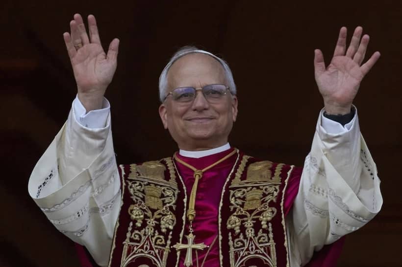 Newly elected Pope Leo XIV appears at the balcony of St. Peter’s Basilica at the Vatican, Thursday, May 8, 2025. (Credit: Andrew Medichini/AP.)