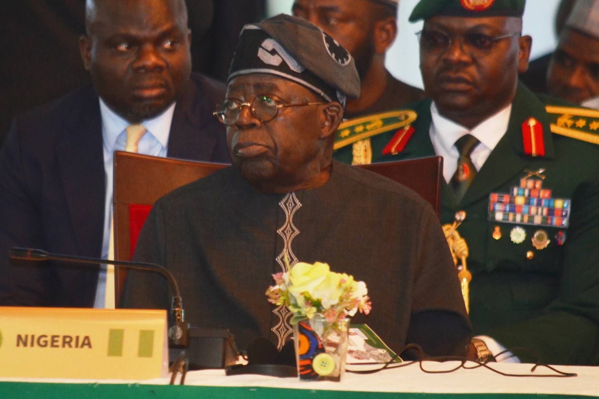 Nigerian President Bola Ahmed Tinubu attends an ECOWAS meeting in Abuja, Nigeria, Sunday, June 22, 2025. (Credit: Olamikan Gbemiga/AP.)