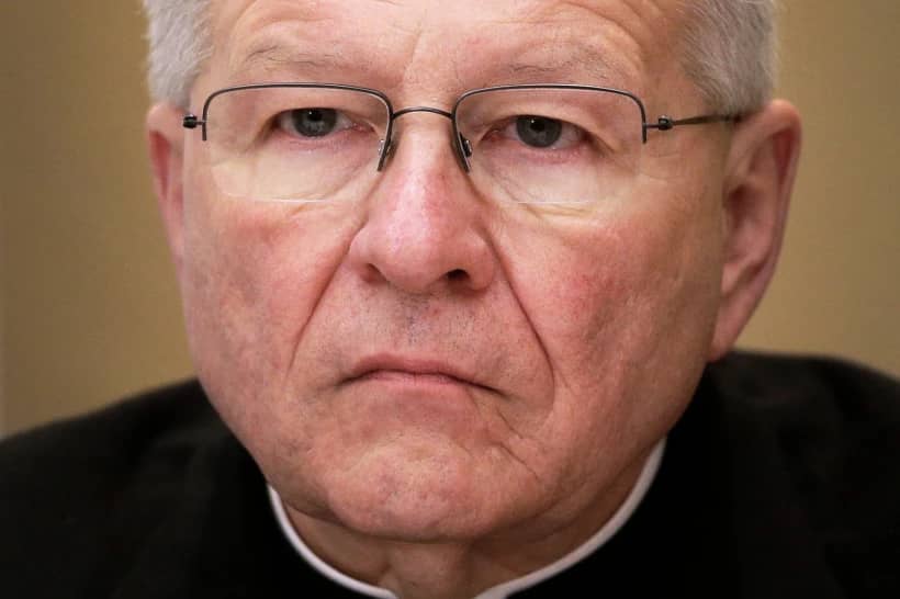 Archbishop Gregory Aymond, of New Orleans, listens during a news conference at the United States Conference of Catholic Bishops’ annual fall meeting in Baltimore, Nov. 12, 2013. (Credit: Patrick Semansky/AP.)