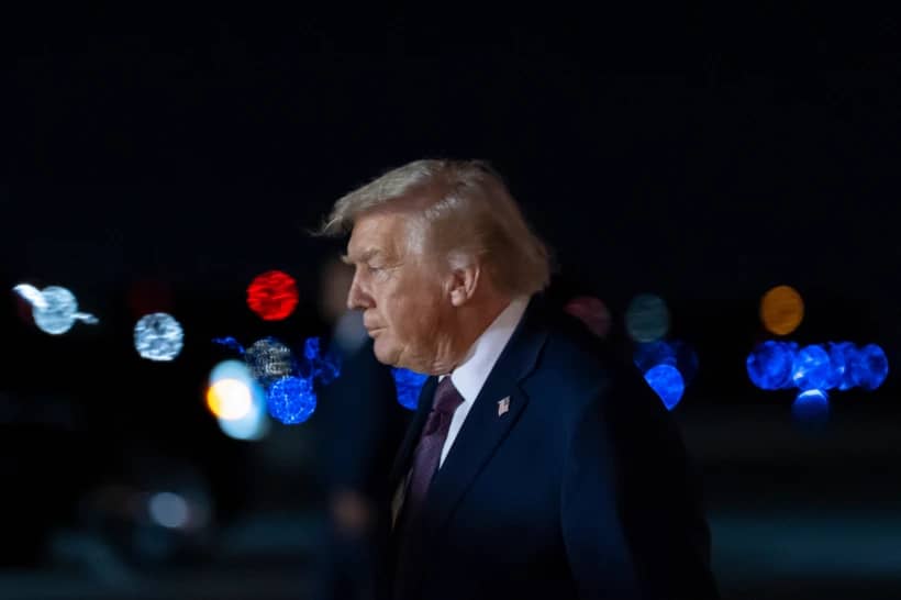 President Donald Trump arrives on Air Force One at Palm Beach International Airport, Saturday, Dec. 20, 2025, in West Palm Beach, Fla. (Credit: Alex Brandon/AP.)