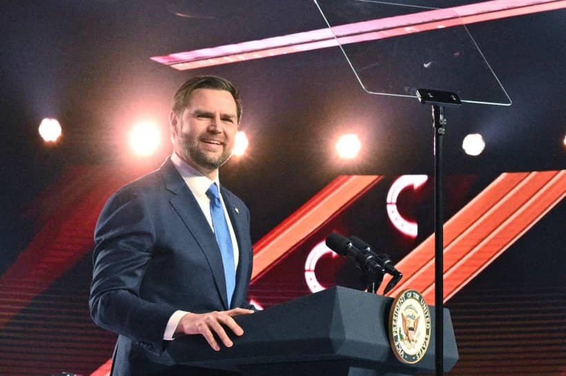 Vice President JD Vance speaks during Turning Point USA’s AmericaFest 2025, Sunday, Dec. 21, 2025, in Phoenix. (Credit: Jon Cherry/AP.)
