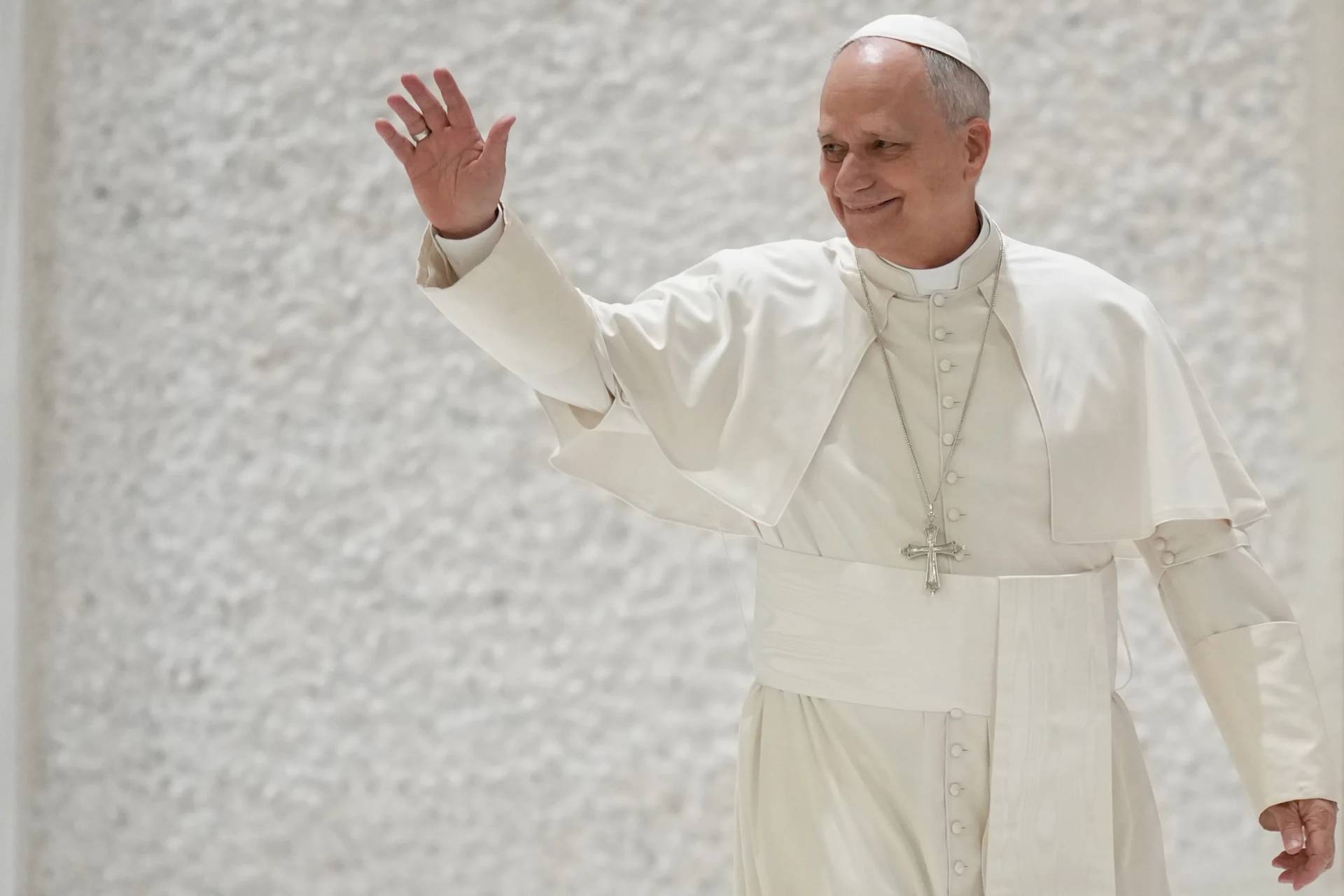Pope Leo XIV arrives for his weekly general audience in the Pope Paul VI hall at the Vatican, Wednesday, Jan. 28, 2026. (Credit: Andrew Medichini/AP.)