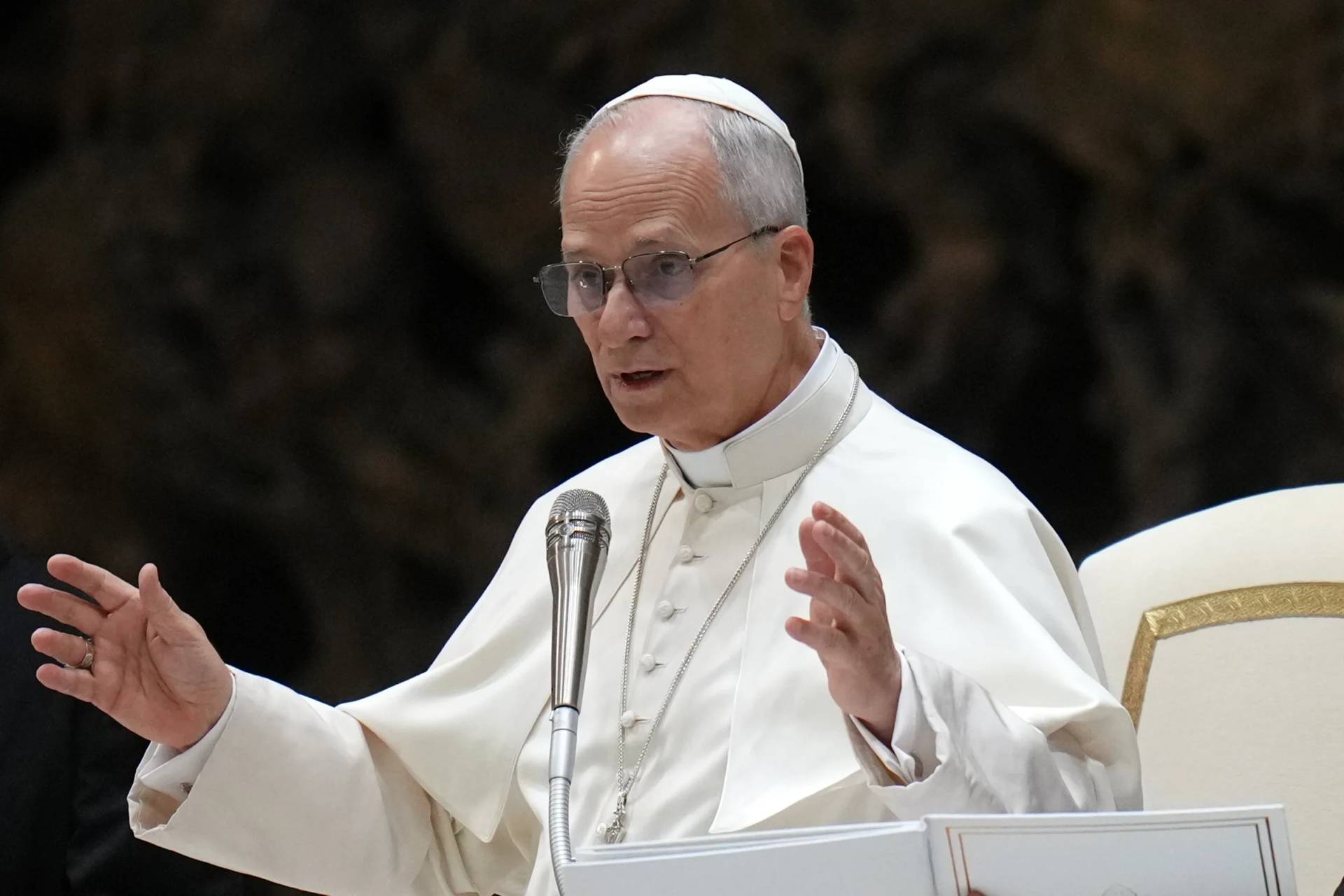 Pope Leo XIV holds his weekly general audience in the Paul VI Hall at the Vatican, Wednesday, Jan. 7, 2026. (Credit: Alessandra Tarantino/AP.)