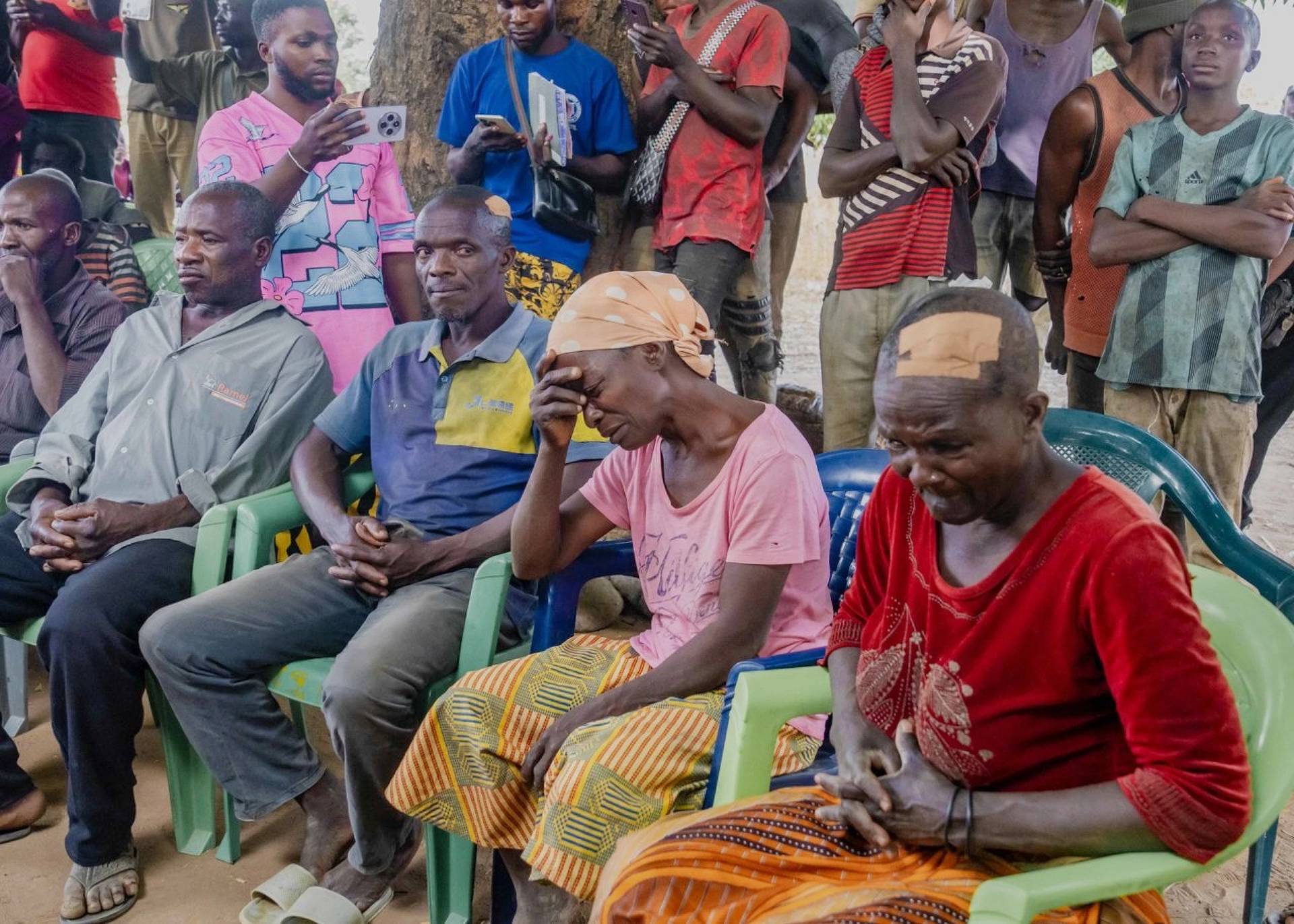 People react during a meeting with Kaduna state governor Uba Sani in Kurmin Wali in Nigeria on Jan. 21, 2021. (Credit: Kaduna State Government via AP.)