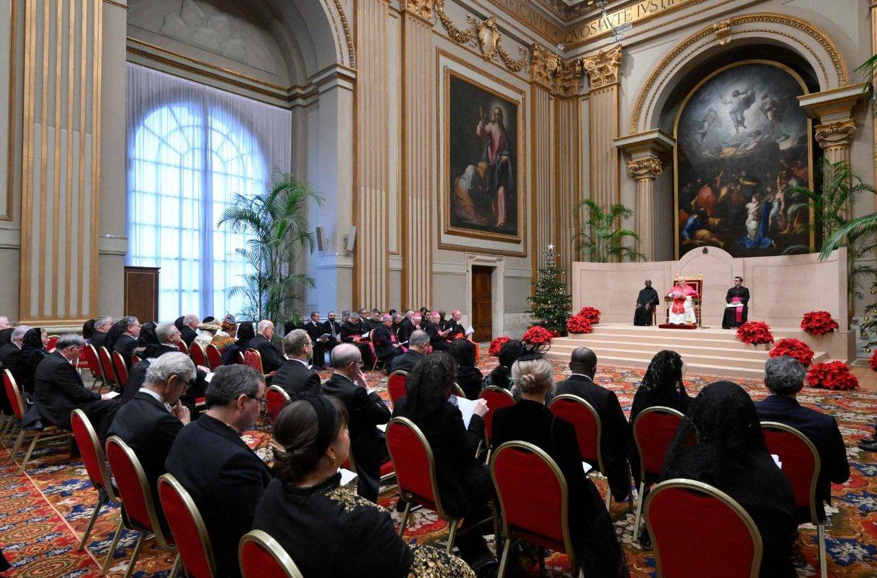 Pope Leo meeting with members of the Diplomatic Corps accredited to the Holy See in the Vatican on Jan. 9, 2025. (Credit: Vatican Media.)