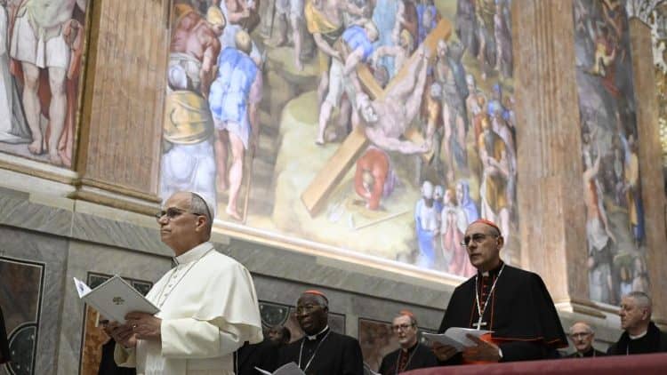 Pope Leo XIV at the Lenten retreat in the Pauline Chapel of the Apostolic Palace in the Vatican. (Credit: Vatican Media.)