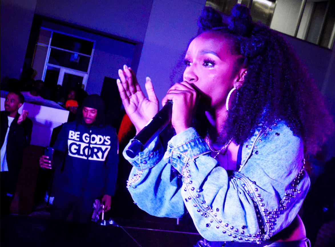 This photo provided by Kelvin Worthey Jr. shows Christian rapper Childlike CiCi performing on Oct. 12, 2025. (Credit: Kelvin Worthey Jr./Kashvision Multimedia & Broadcasting LLC via AP.)