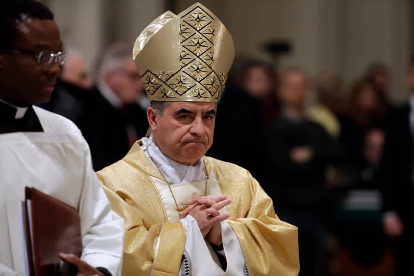 Cardinal Angelo Becciu presides over an eucharistic liturgy at the St. John Lateran Basilica in Rome, Feb. 9, 2017. (Credit: Gregorio Borgia/AP.)