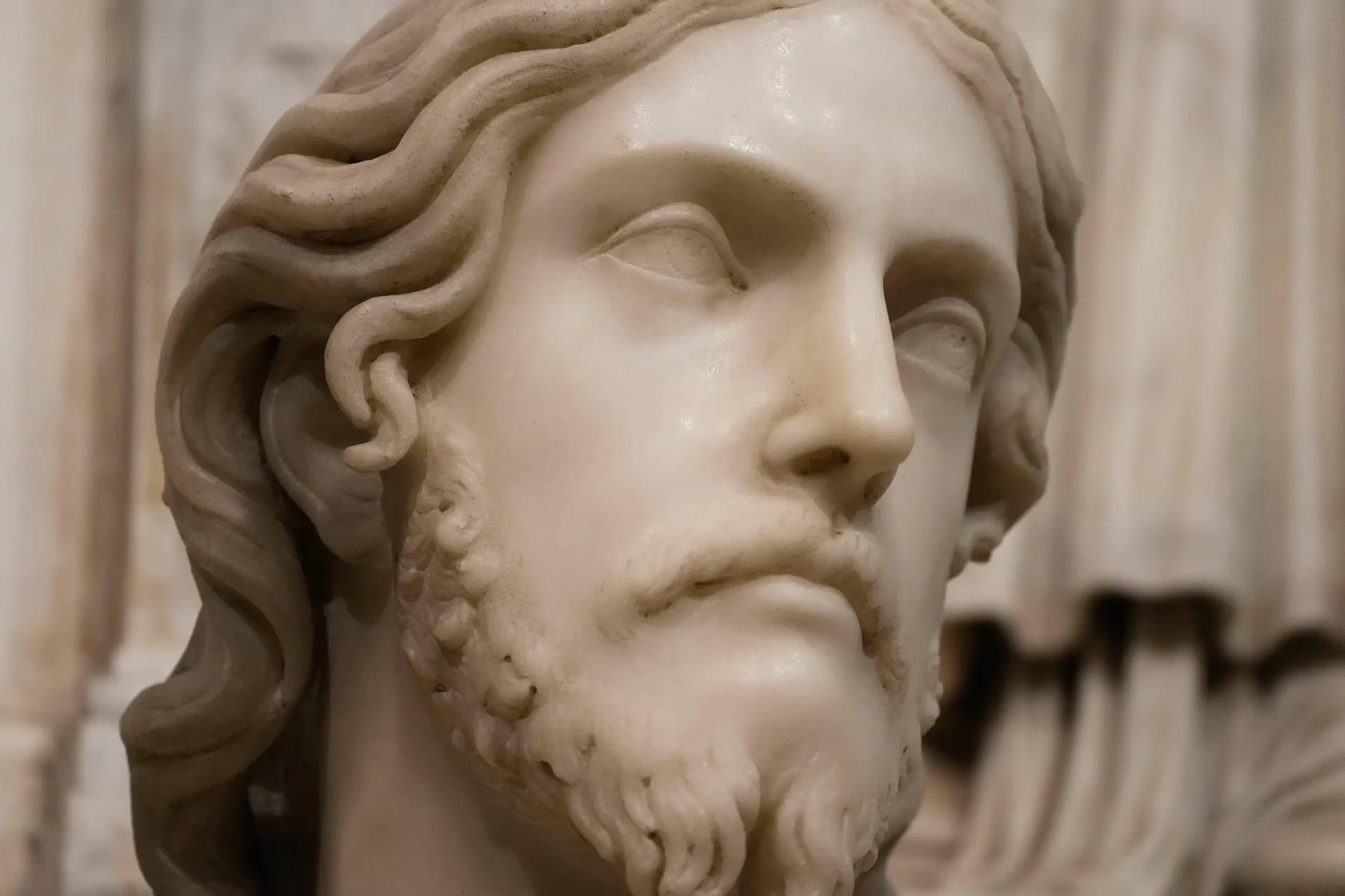 The sculpted bust inside the Basilica of Saint Agnes Outside the Walls in Rome, Italy, which, in light of the new studies by Italian researcher Valentina Salerno, may be reattributed to Michelangelo Buonarroti. (Credit: Gregorio Borgia/AP.)