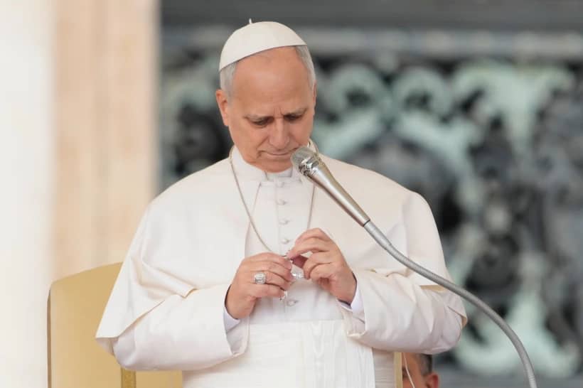 Pope Leo XIV holds his weekly general audience in St. Peter’s Square at The Vatican, Wednesday, March 11, 2026. (Credit: Gregorio Borgia/AP.)