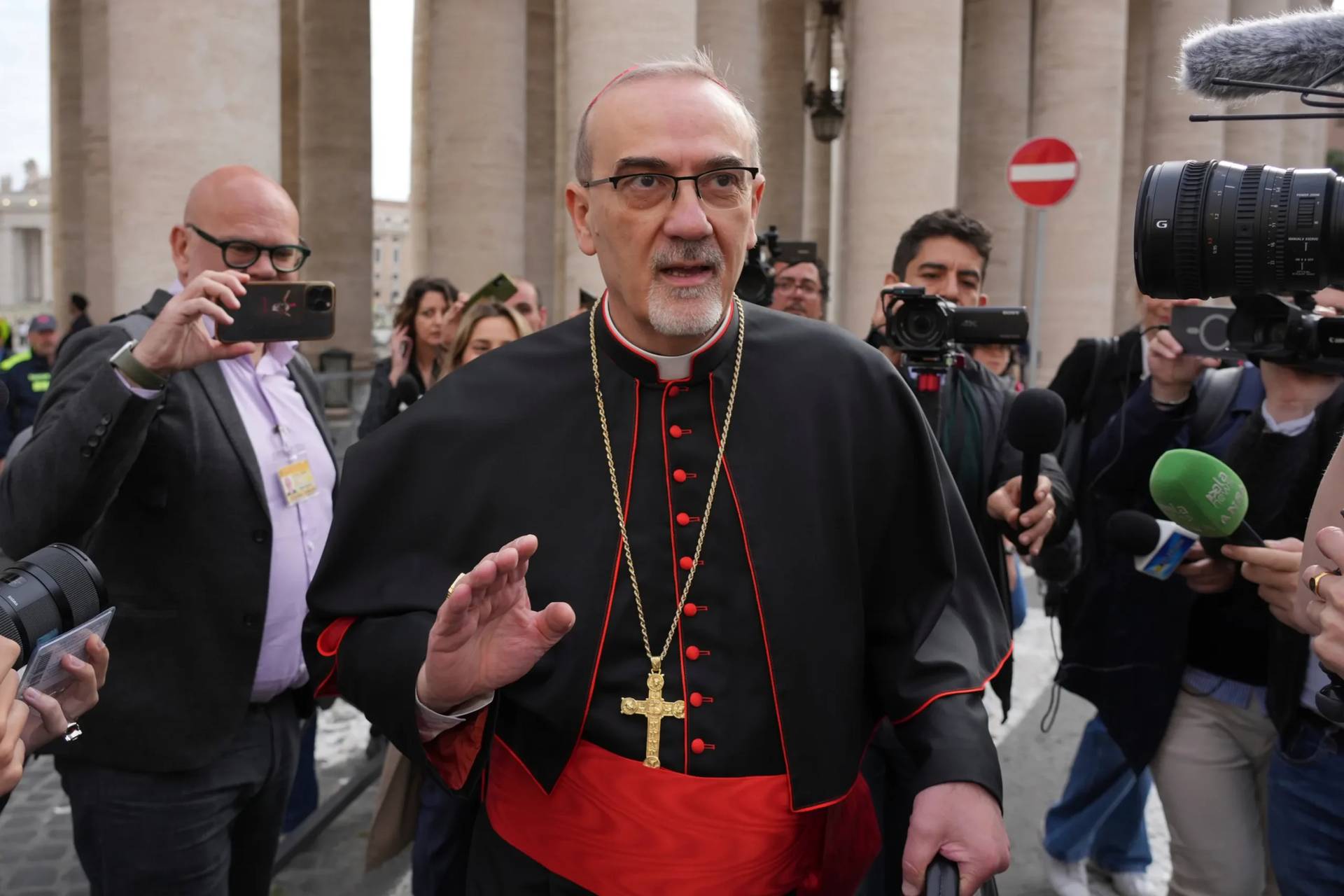 Cardinal Pierbattista Pizzaballa at the Vatican on April 24, 2025. (Credit: Andrew Medichini/AP.)