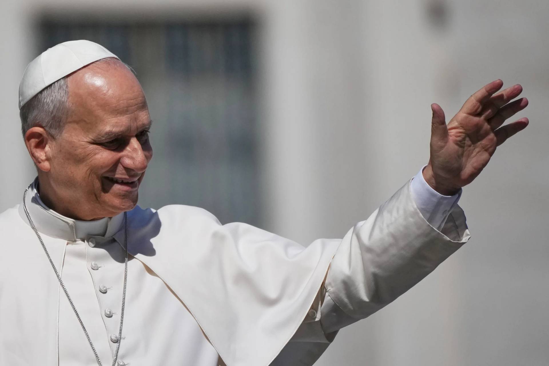 Pope Leo XIV greets faithful as he leaves at the end of the weekly general audience in St. Peter's Square, at the Vatican, Wednesday, March 25, 2026. (Credit: Alessandra Tarantino/AP.)