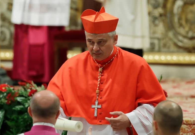 Cardinal Konrad Krajewski walks after being elected in a consistory in St. Peter’s Basilica at the Vatican, Thursday, June 28, 2018. (Credit: Alessandra Tarantino/AP.)
