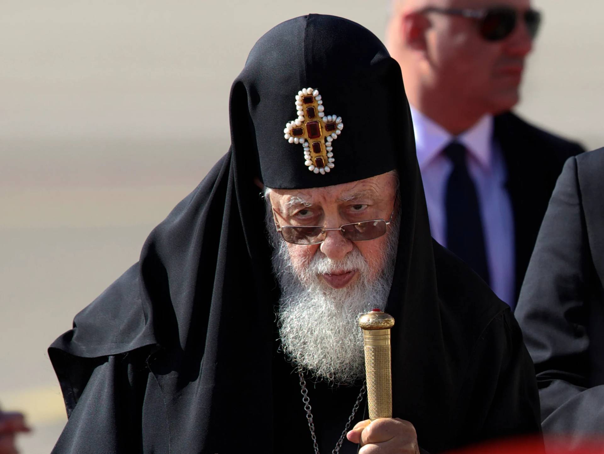 Georgia’s Patriarch Ilia II, the longtime head of the Georgian Orthodox Church at the welcoming ceremony for Pope Francis in Tbilisi, Georgia, on Sep. 30, 2016. (Credit: Ivan Sekretarev/AP.)