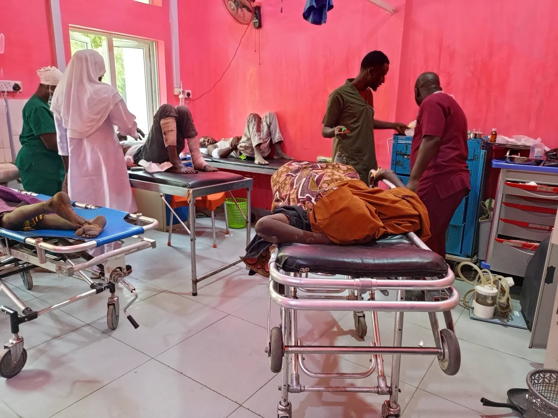 Victims of Monday’s bomb blast at a market receives treatment at a hospital in Maiduguri, Nigeria, Tuesday, March 17, 2026. (Credit: Jossy Ola/AP.)