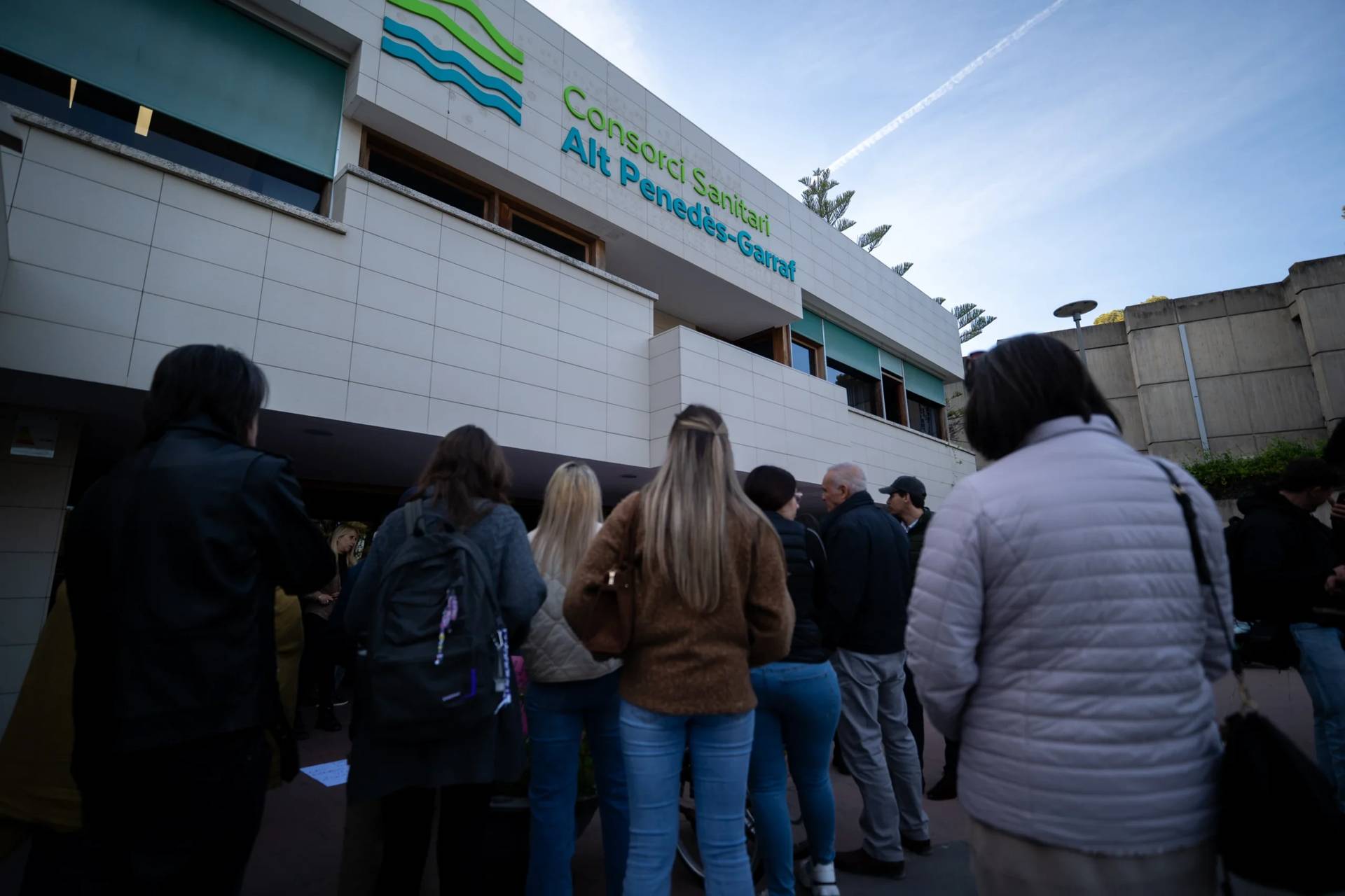 People gather outside a hospital where Noelia Castillo, a young Spanish woman, died after receiving euthanasia, in Sant Pere de Ribes, Spain, Thursday, March 26, 2026. (Credit: Lorena Sopena/Europa Press via AP.)