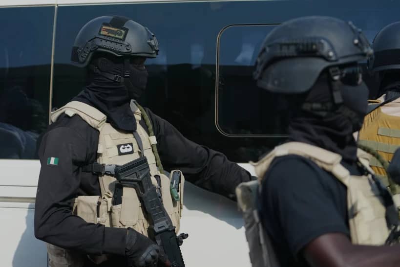 Members of the Nigerian army provide security during an event in Minna, Nigeria, Dec. 22, 2025. (Credit: Sunday Alamba/AP.)