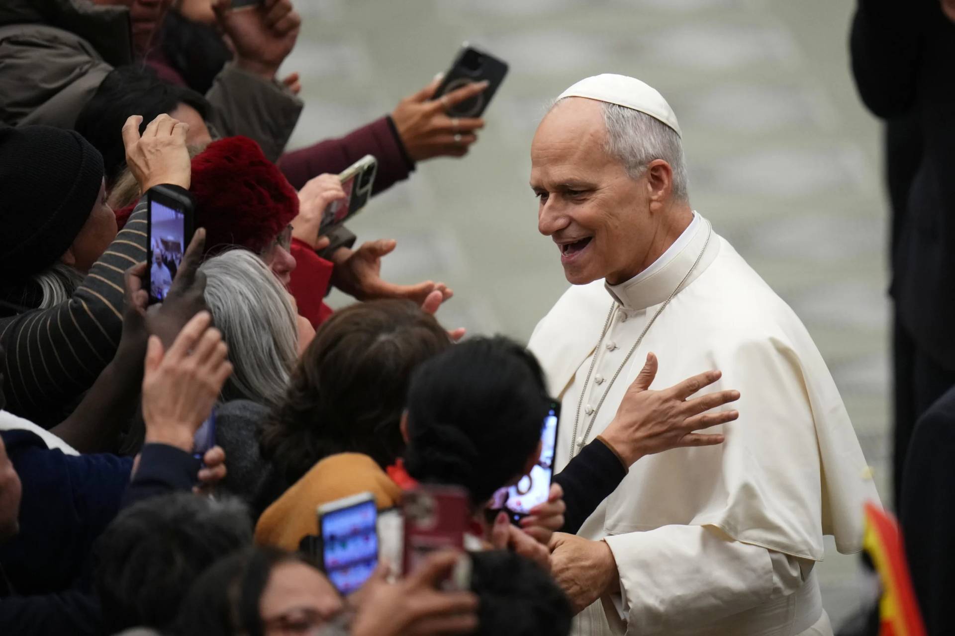 Pope Leo XIV at his weekly General Audience in the Vatican on Jan. 7, 2026. (Credit: Alessandra Tarantino/AP.)