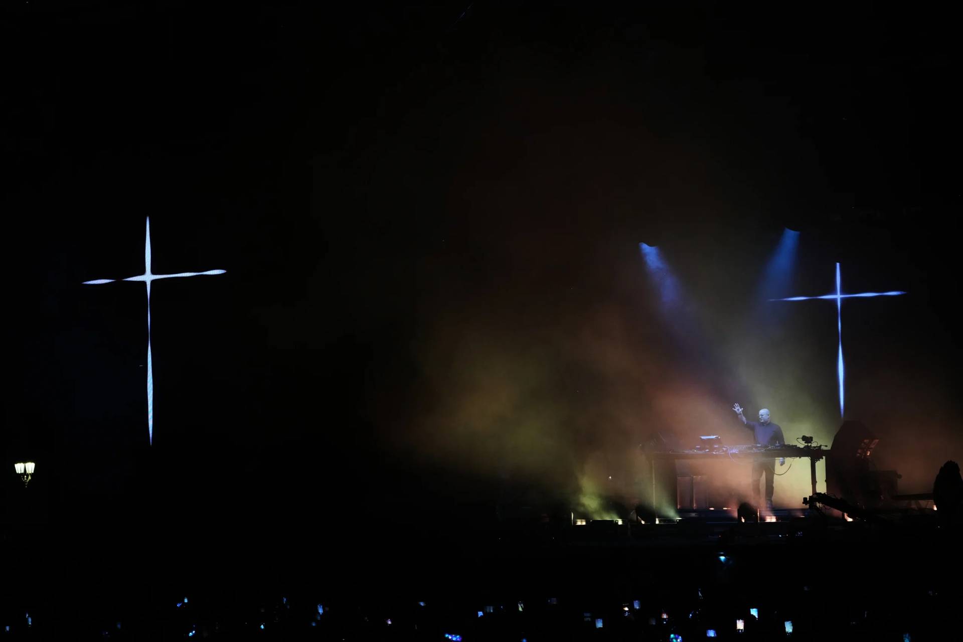 Portuguese Catholic priest, Padre Guilherme performs an open-air DJ set at the Plaza de Mayo, honoring the first year anniversary of Pope Francis' passing in Buenos Aires, Argentina, Saturday, April 18, 2026. (Credit: Rodrigo Abd/AP.)