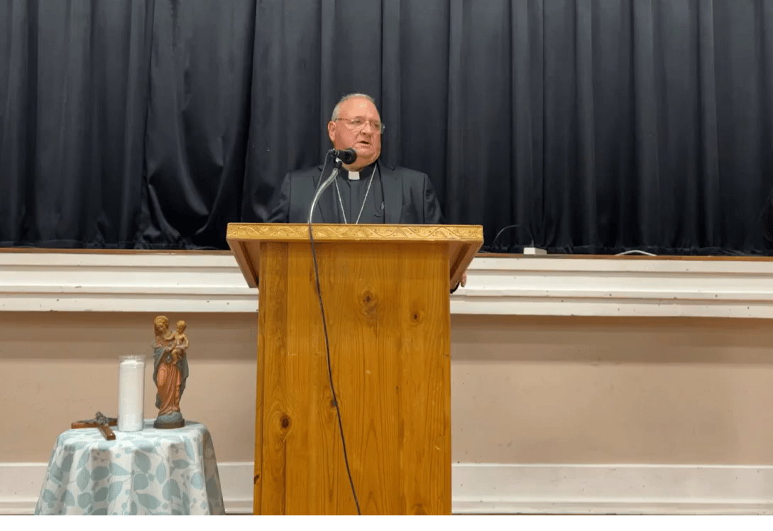 Bishop Peter Baldacchino speaks at the Frank O’Brien Papen Center in Las Cruces, New Mexico, on Sept. 24, 2025. (Credit: Voice of the Laity YouTube.)