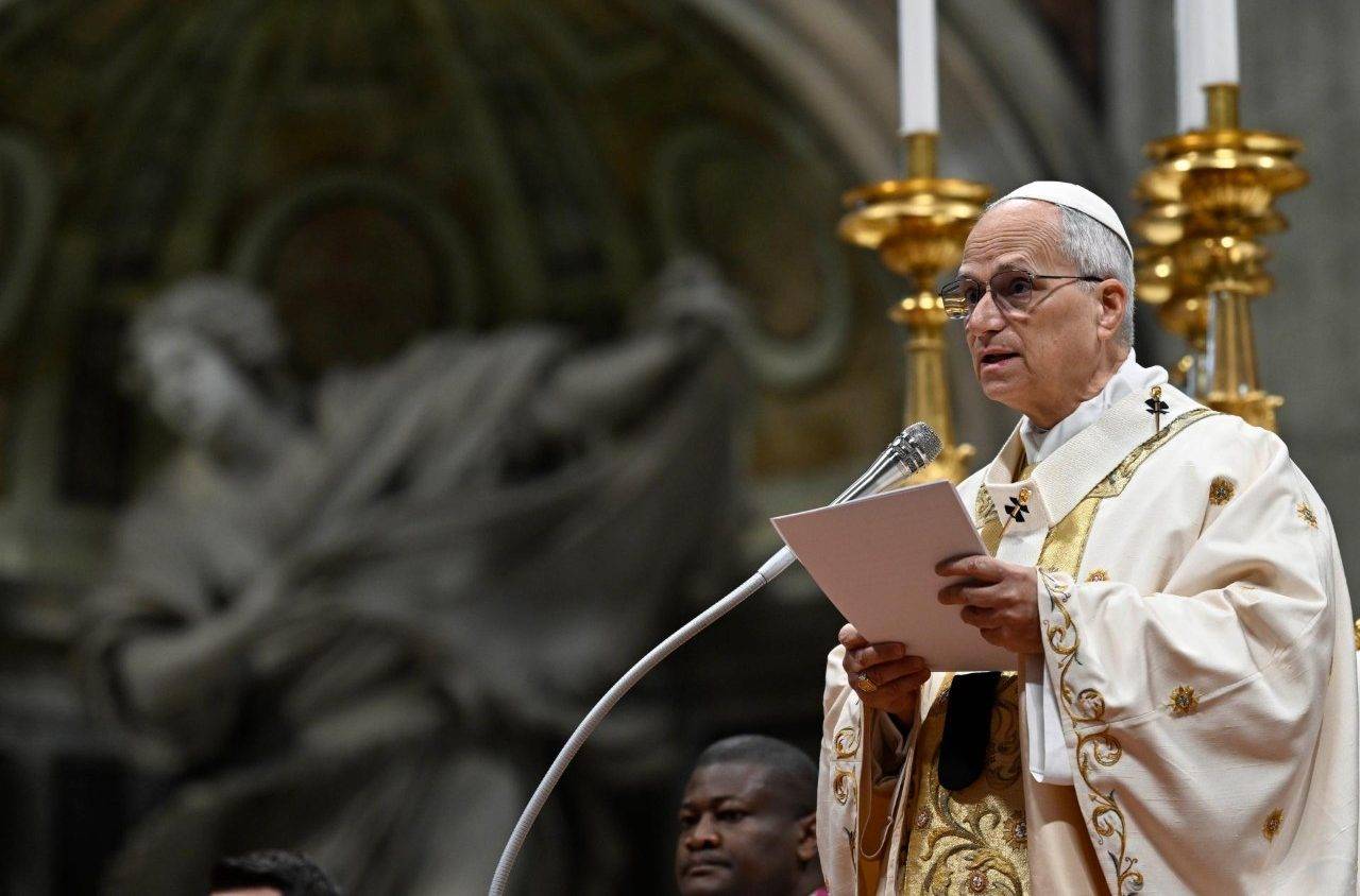 Pope Leo XIV presiding at the Chrism Mass on Holy Thursday in St. Peter’s Basilica at the Vatican, at April 2, 2026. (Credit: Vatican Media.)