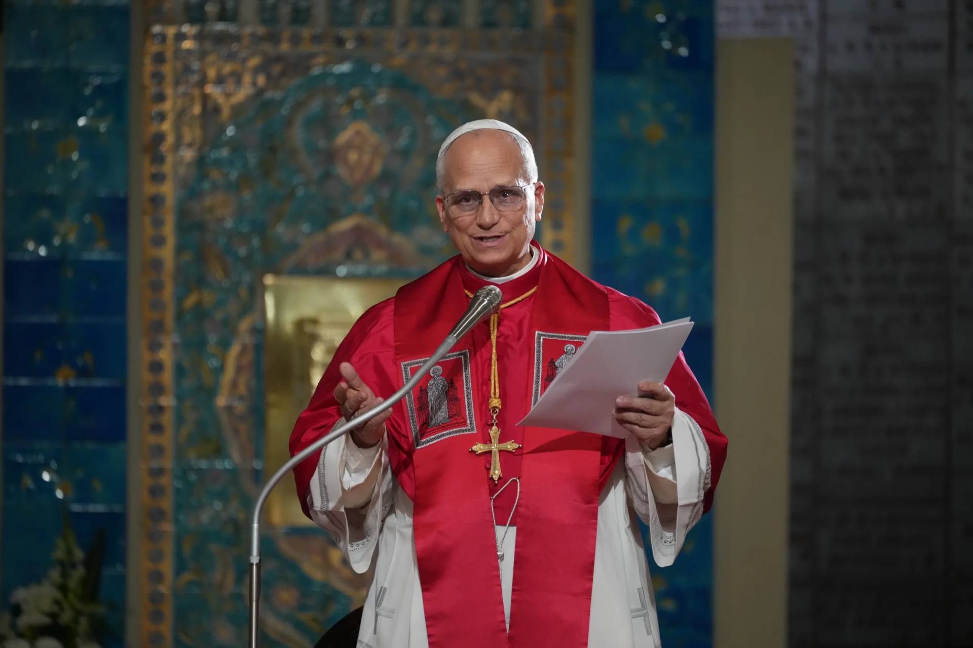 Pope Leo XIV meets the Algerian Community in the Basilica of Our Lady of Africa in Algiers, Monday, April 13, 2026, on the first day of an 11-day apostolic journey to Africa. (Credit: Andrew Medichini/AP.)