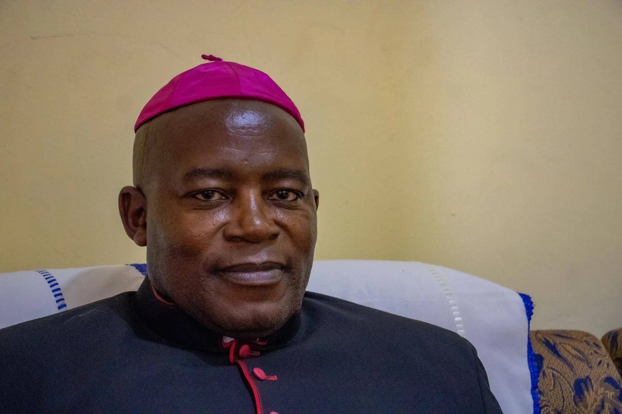 Bishop John Tatah Berinyuy, auxiliary Bishop of the Roman Catholic Archdiocese, poses for a portrait in Bamenda, Cameroon, Sunday, April 12, 2026. (Credit: Welba Yamo Pascal/AP.)