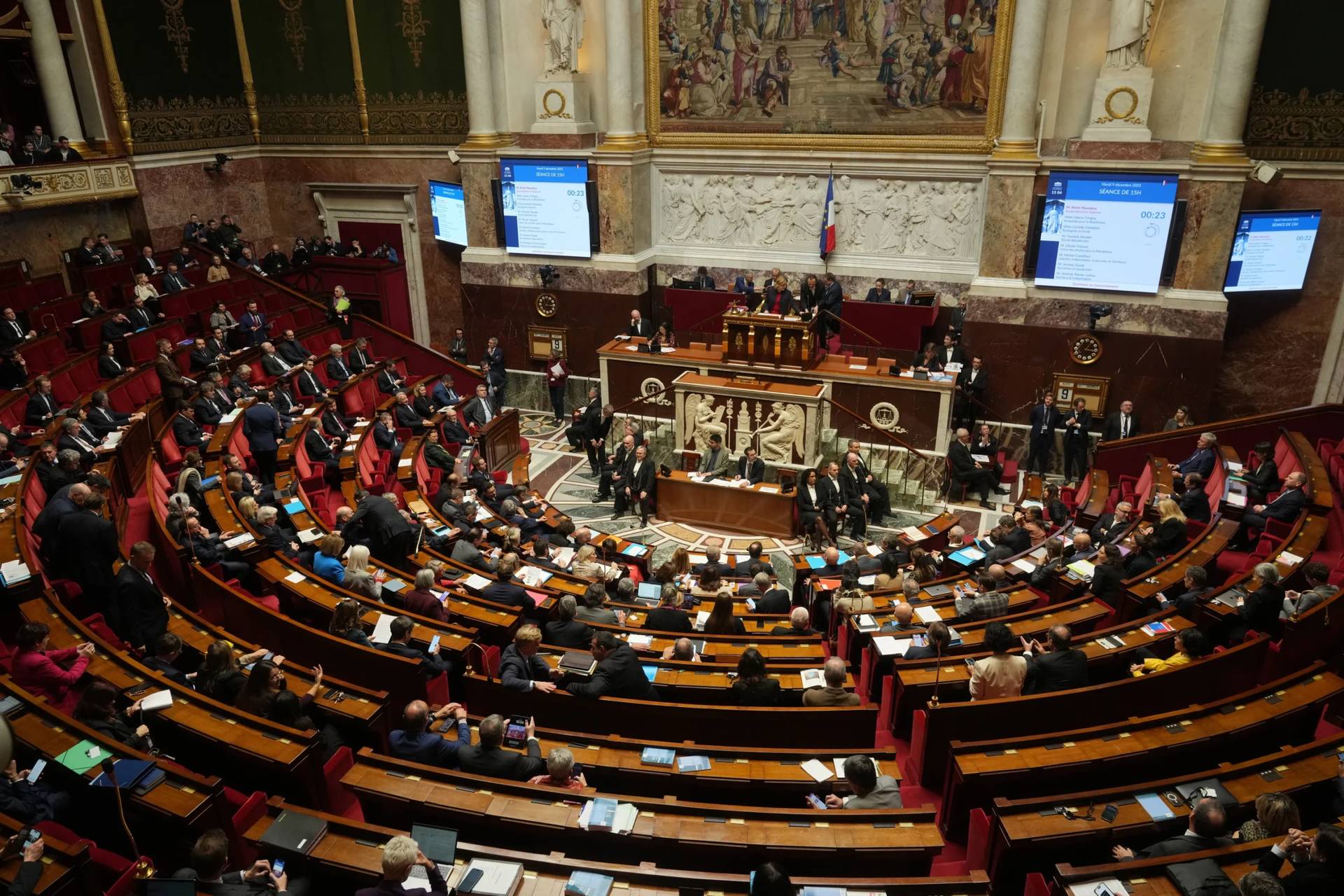 Members of the French parliament in Paris, France, on Dec. 9, 2025. (Credit: Michel Euler/AP.)