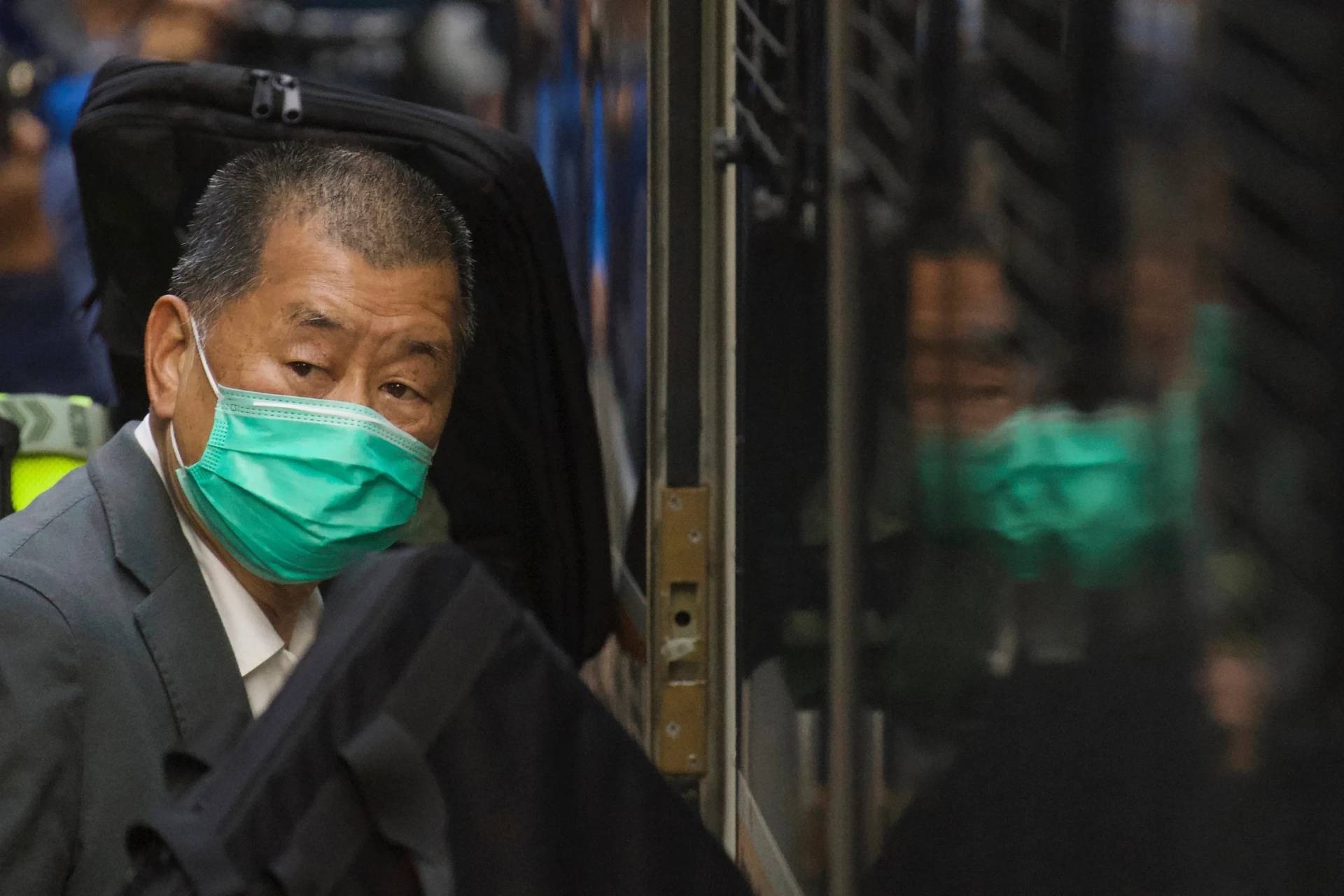 Democratic advocate Jimmy Lai leaves Hong Kong's Court of Final Appeal on Feb. 1, 2021. (Credit: Vincent Yu/AP.)
