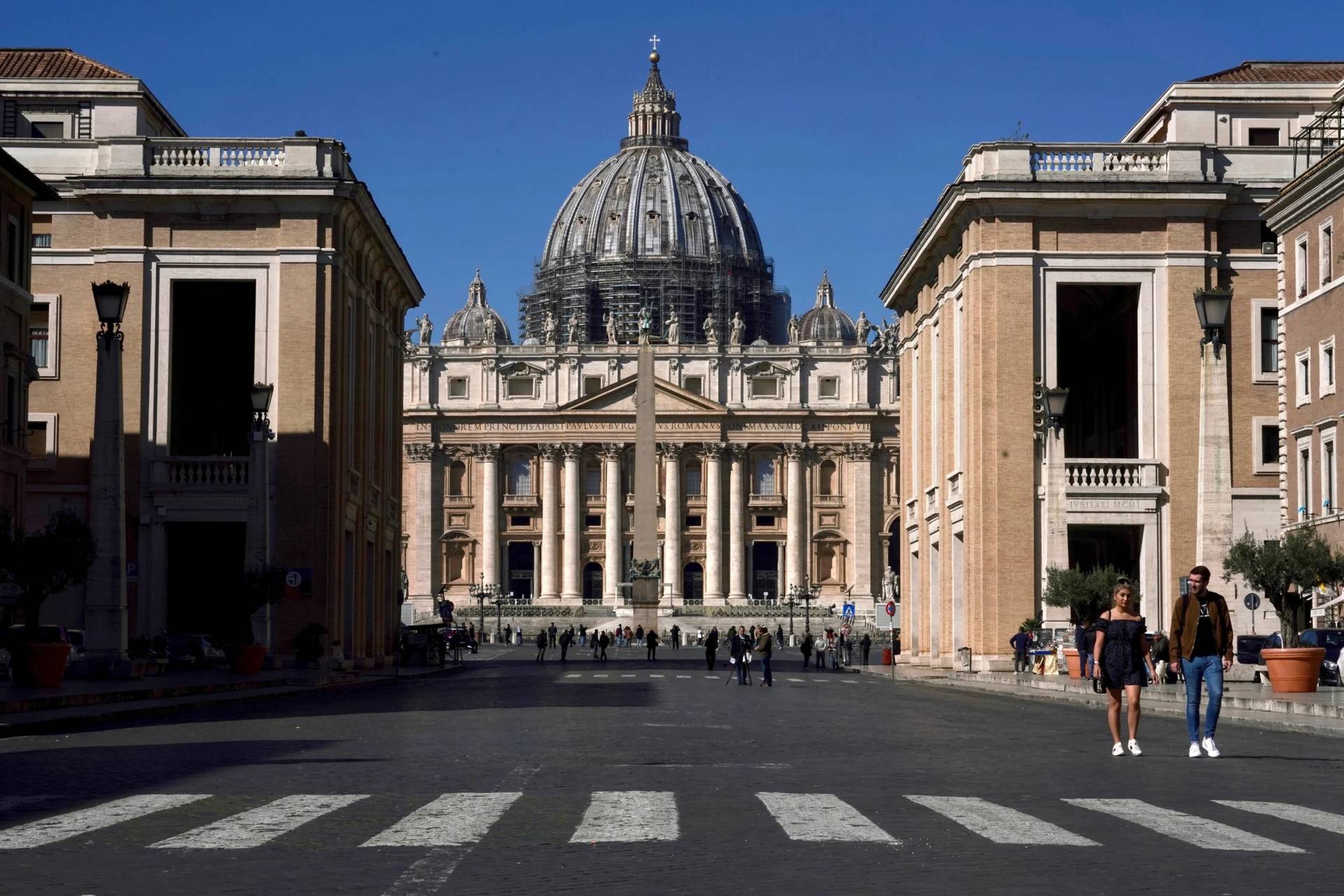 A view of St. Peter's Basilica at the Vatican, March 11, 2020. (Credit: Andrew Medichini/AP.)