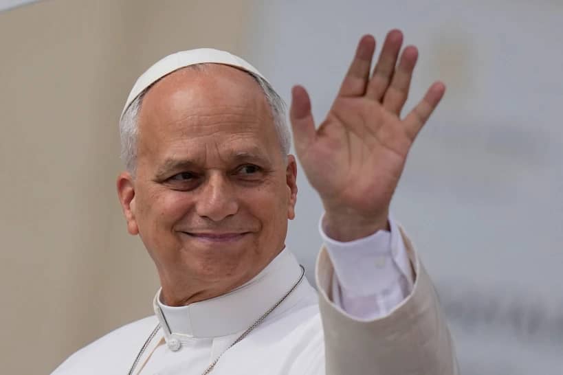 Pope Leo XIV arrives for his weekly general audience in St. Peter's Square, at the Vatican, Wednesday, May 13, 2026. (Credit: Alessandra Tarantino/AP.)