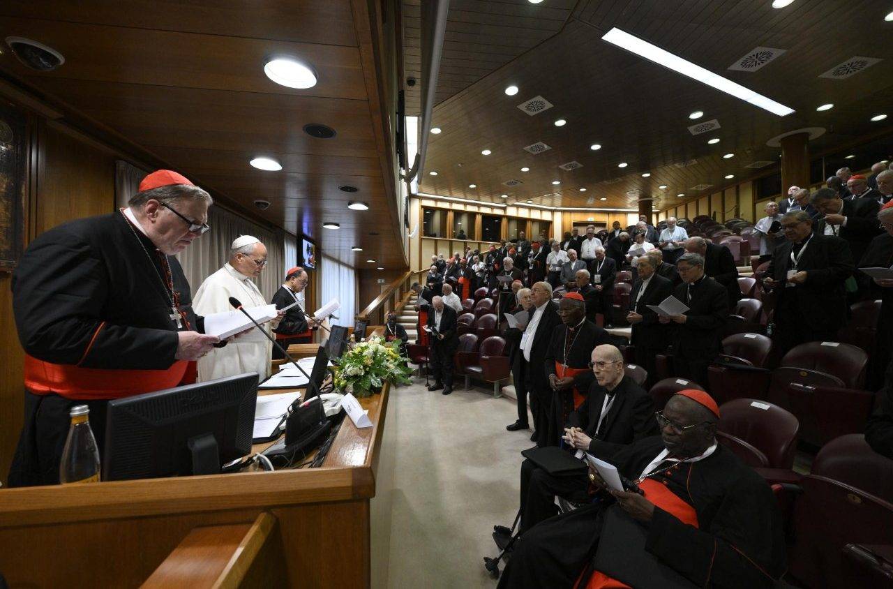 Pope Leo XIV closes the extraordinary consistory in the Vatican on June 27, 2026. (Credit: Vatican Media.)