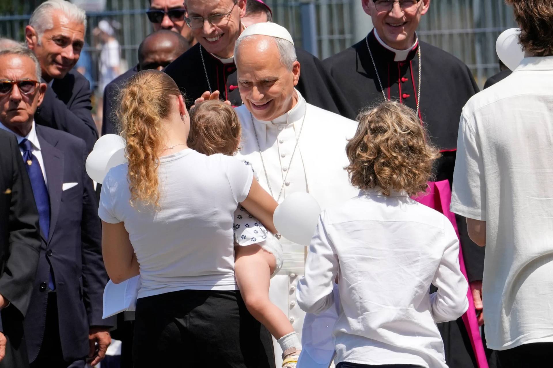 Pope Leo XIV is greeted as he arrives at Pavia, northern Italy, Saturday, June 20, 2026. (Credit: Luca Bruno/AP.)