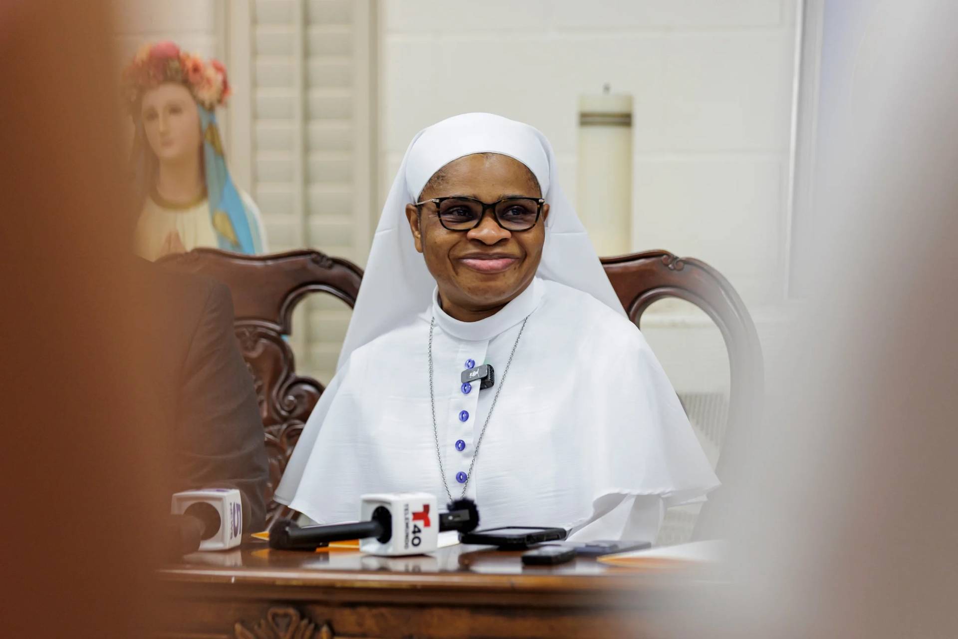 Sister Leticia "Letty" Ugboaja at a news conference at Our Lady of Sorrows Catholic Church on Thursday, July 23, 2026, in McAllen, Texas. (Credit: Michael Gonzalez/AP.)