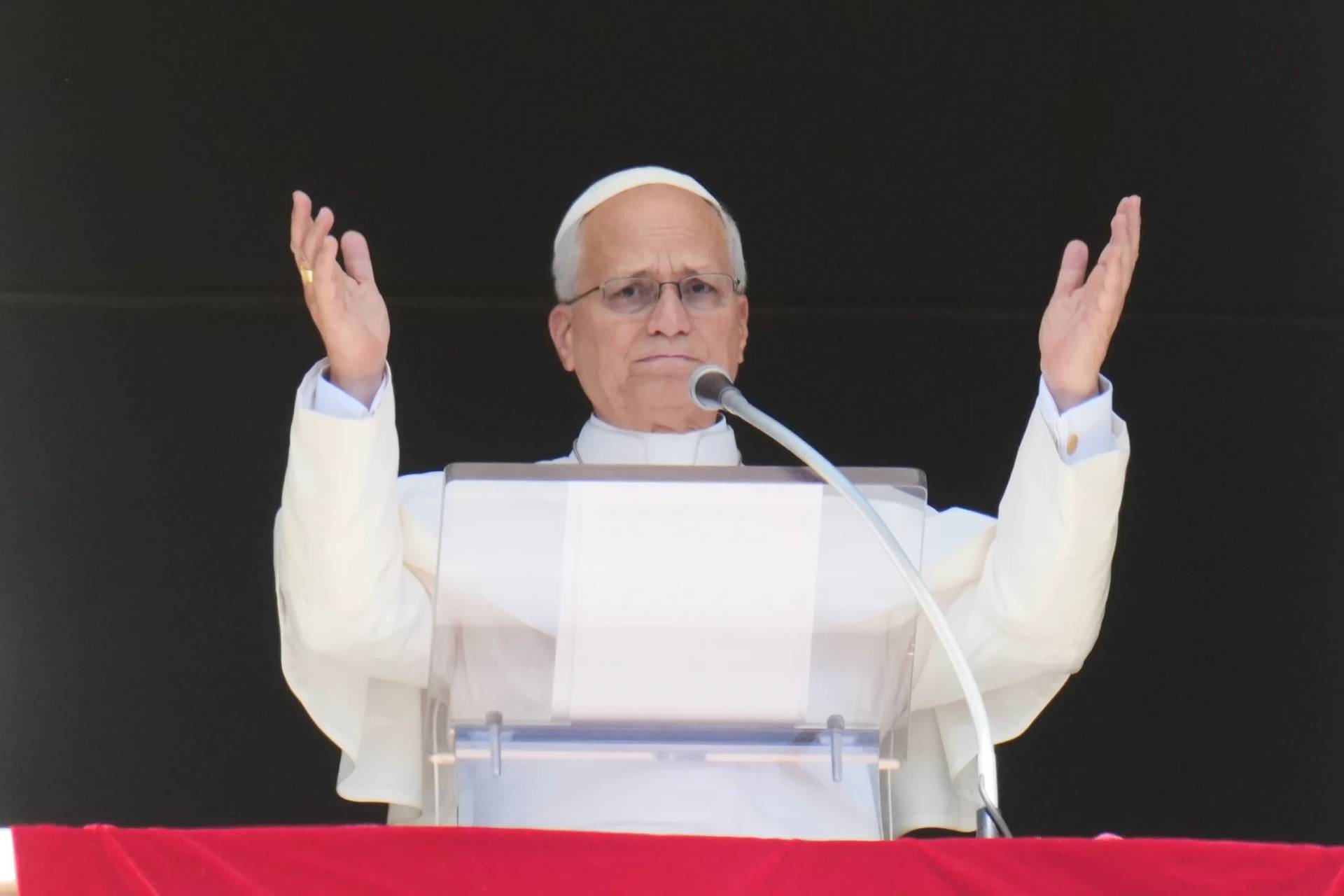 Pope Leo XIV delivers the Angelus noon prayer in St. Peter’ s Square, at the Vatican, Sunday, Sept. 20, 2026. (Credit: Gregorio Borgia/AP.)