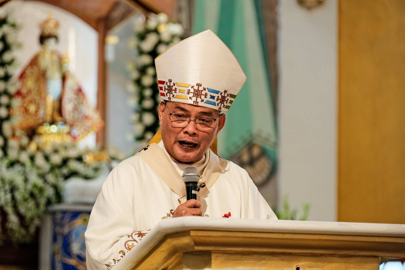 Archbishop Gilbert Garcera, president of the Catholic Bishops’ Conference of the Philippines, speaks at a Mass marking the canonical erection of the Diocese of Calapan in Oriental Mindoro, Philippines, Aug. 7, 2026. (Credit: CBCP News.)