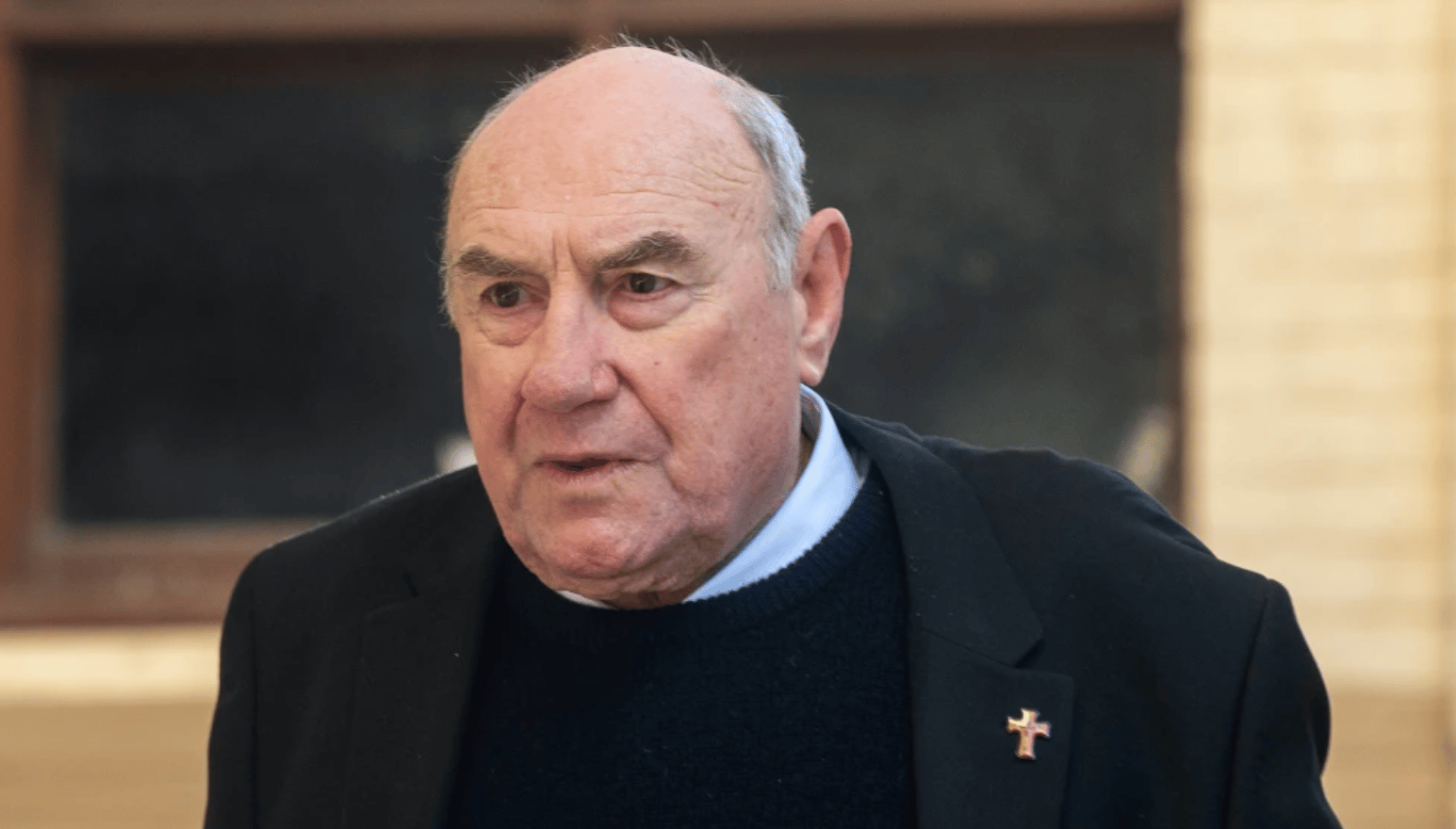 Former Bishop of Broome Christopher Alan Saunders arrives at the West Australian District Court in Perth, Australia, on Aug. 11, 2026. (Credit: Aaron Bunch/AAP Image via AP.)