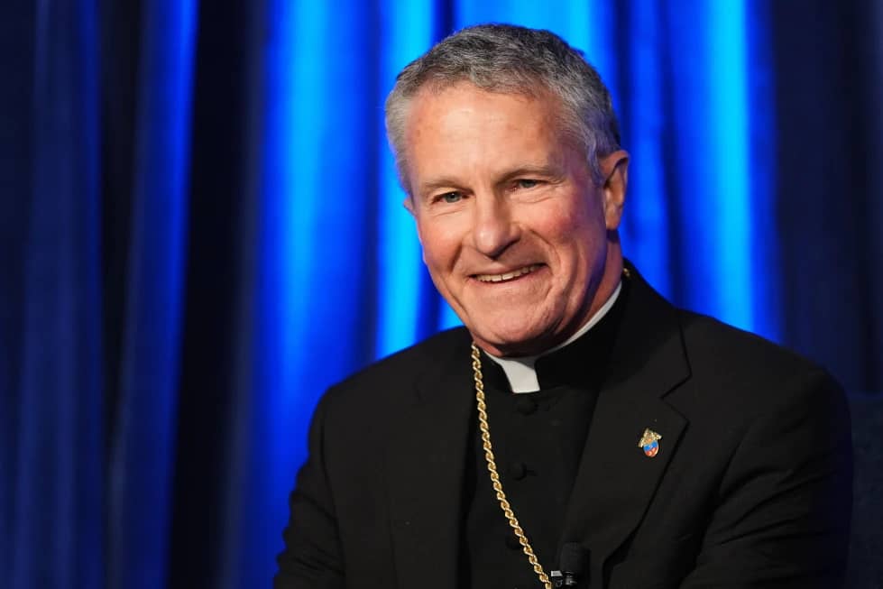 Military Services Archbishop Timothy Broglio, the president of the United States Conference of Catholic Bishops, speaks during a press conference at a plenary assembly in Baltimore on Nov. 11, 2025. (Credit: Stephanie Scarbrough/AP.)