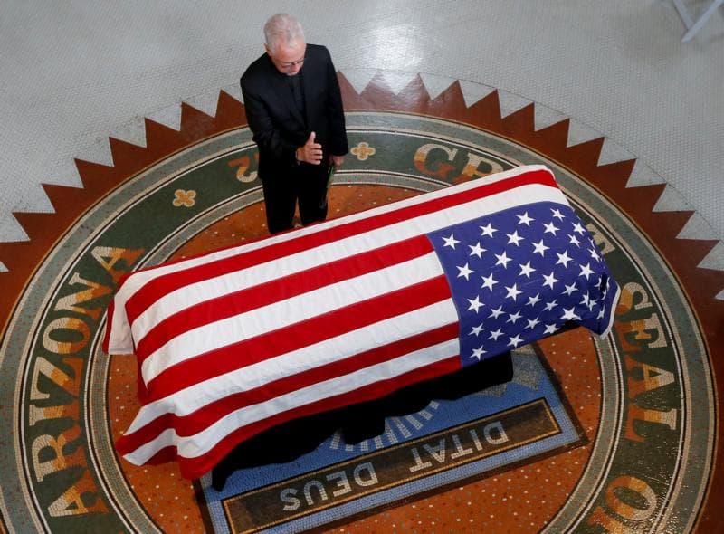 Jesuit priest and school president offers prayers at McCain memorials