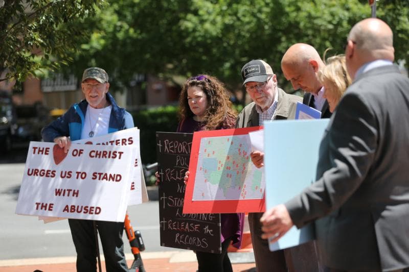 Group protests outside Baltimore hotel, objects to proposals on abuse