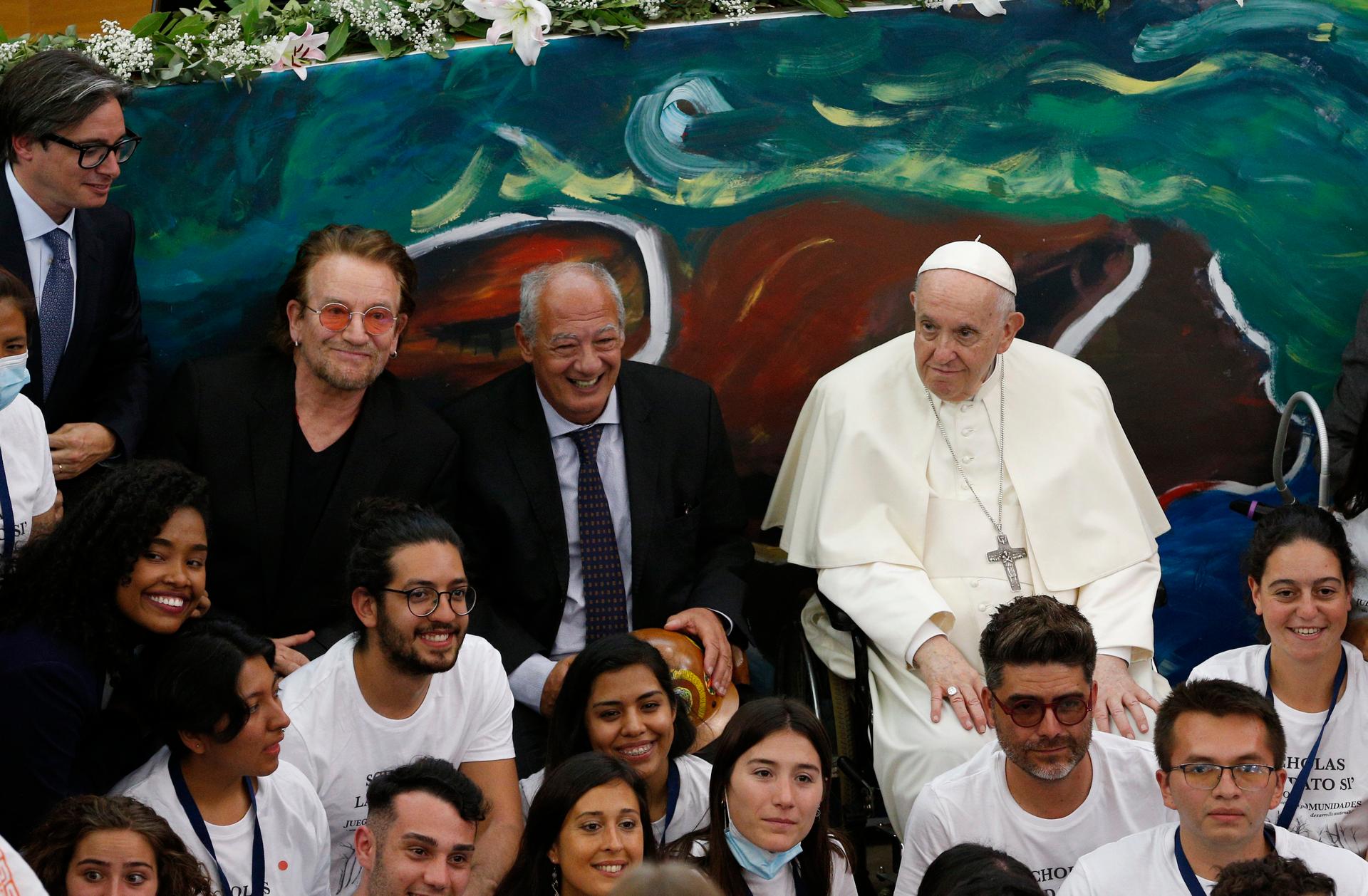 Pope and U2’s Bono push women’s empowerment in anti-poverty campaign