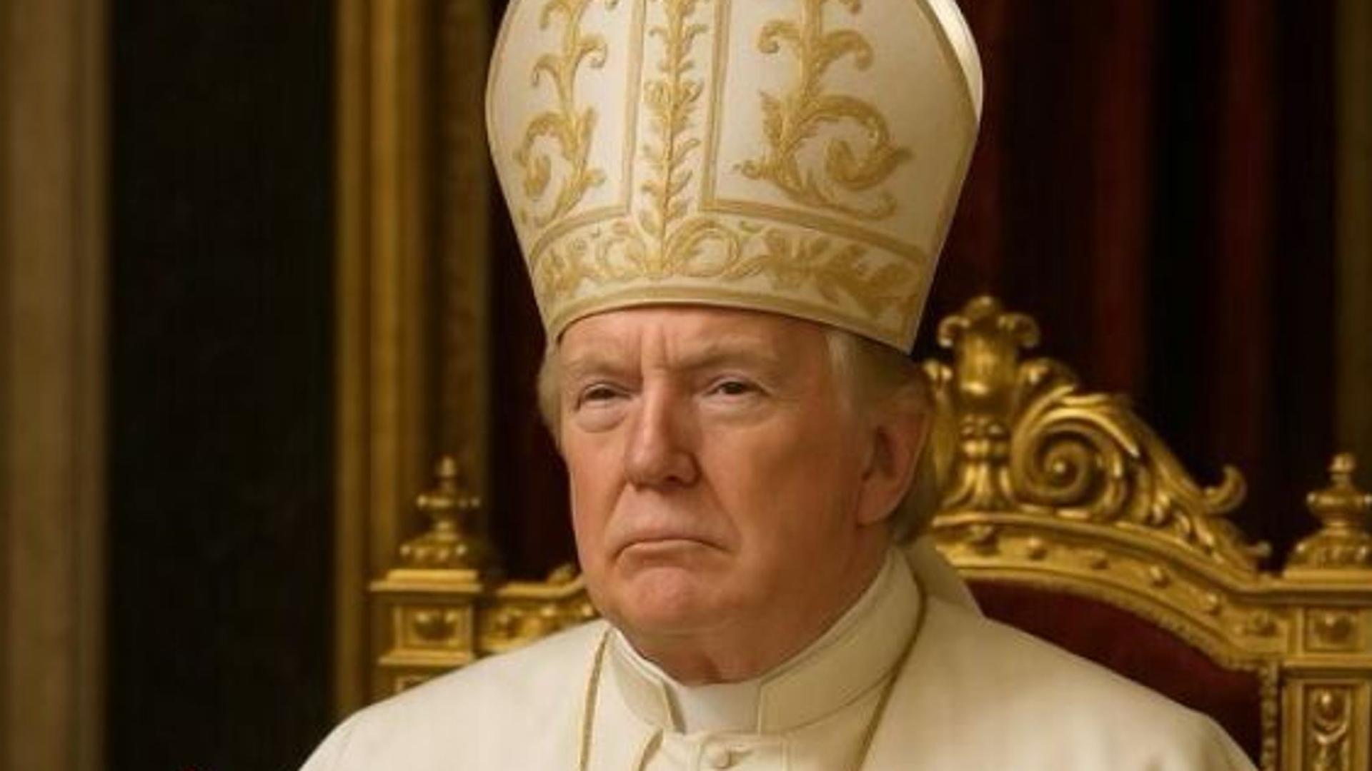 As Church awaits a Conclave, President Trump puts up picture of himself as next Pope